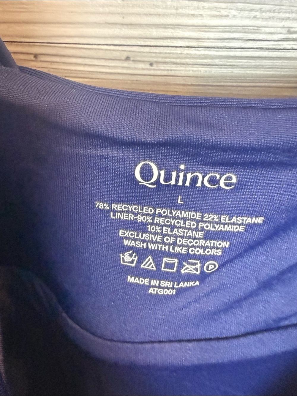 NWT Quince Italian Plunge One Piece Swimsuit Large Deep Navy Recycled Blue L - Picture 2 of 9
